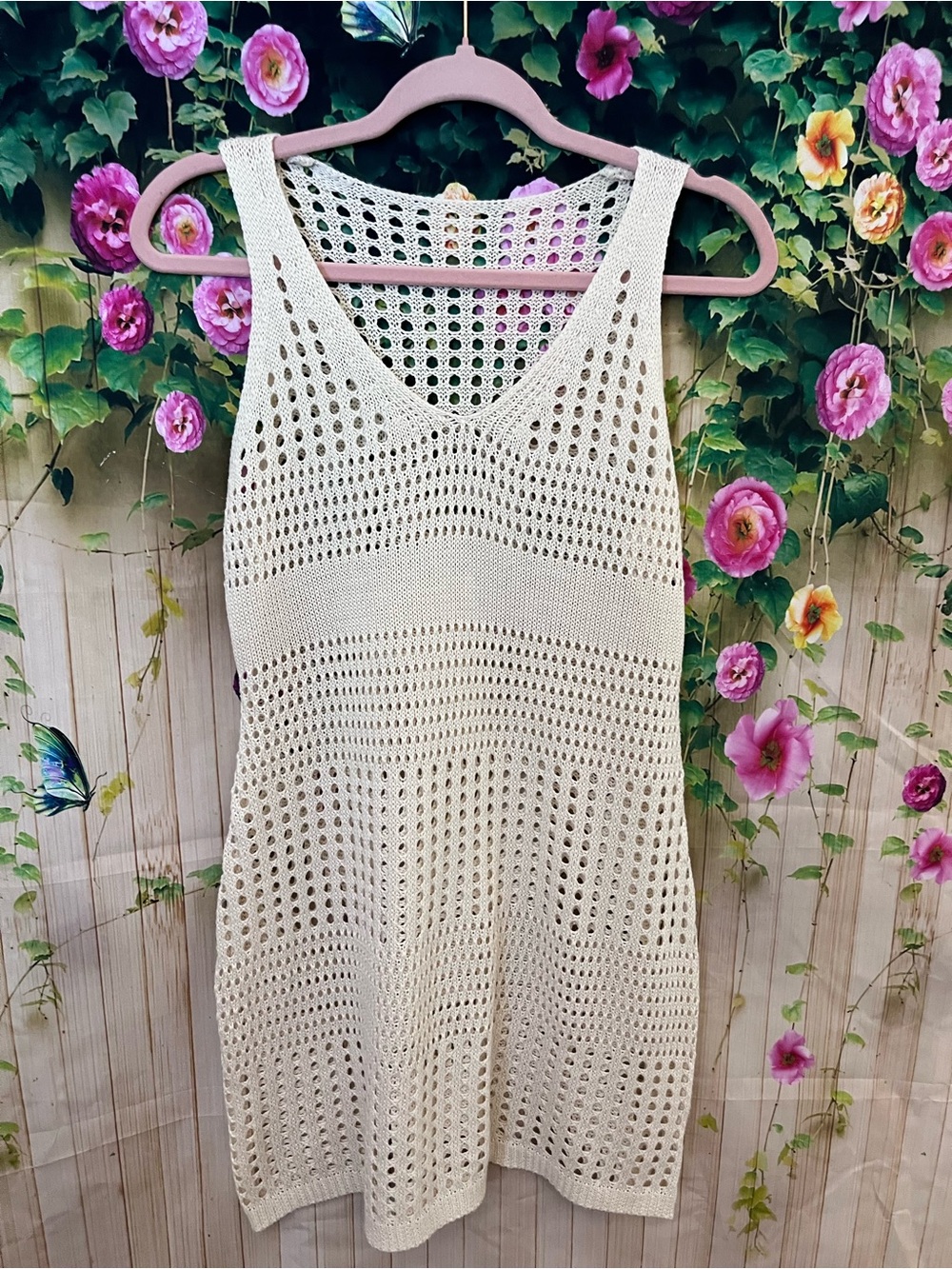 Cupshe Knit Sleeveless Cutout Crochet Mini Beach Cover-Up Dress - Picture 7 of 9